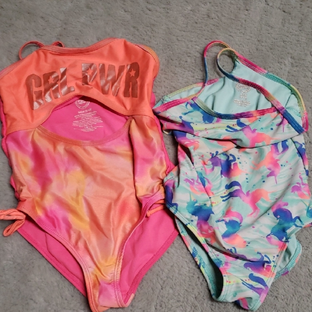 (2) 6/6x Girls' Colorful One Piece Swimsuits